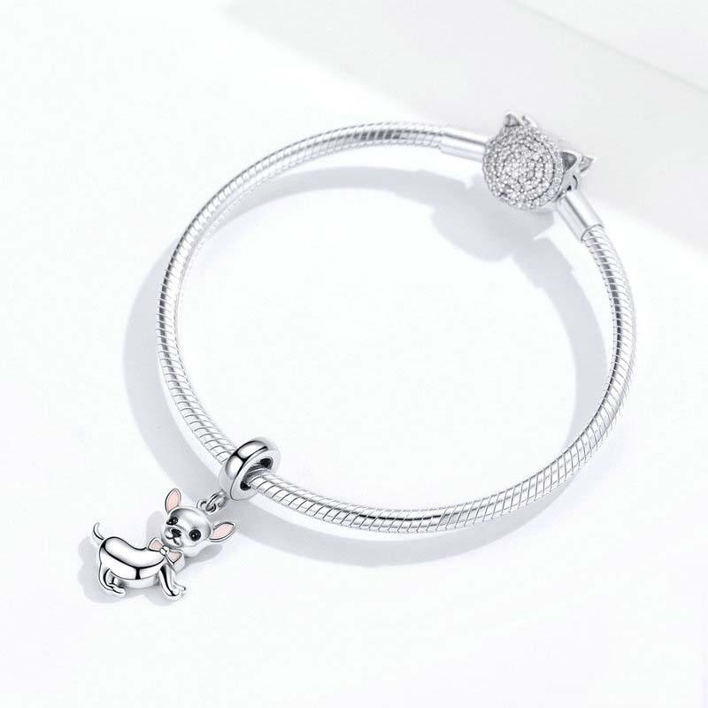925 Sterling Silver Chihuahua Charm Pendant For Diy Bracelets