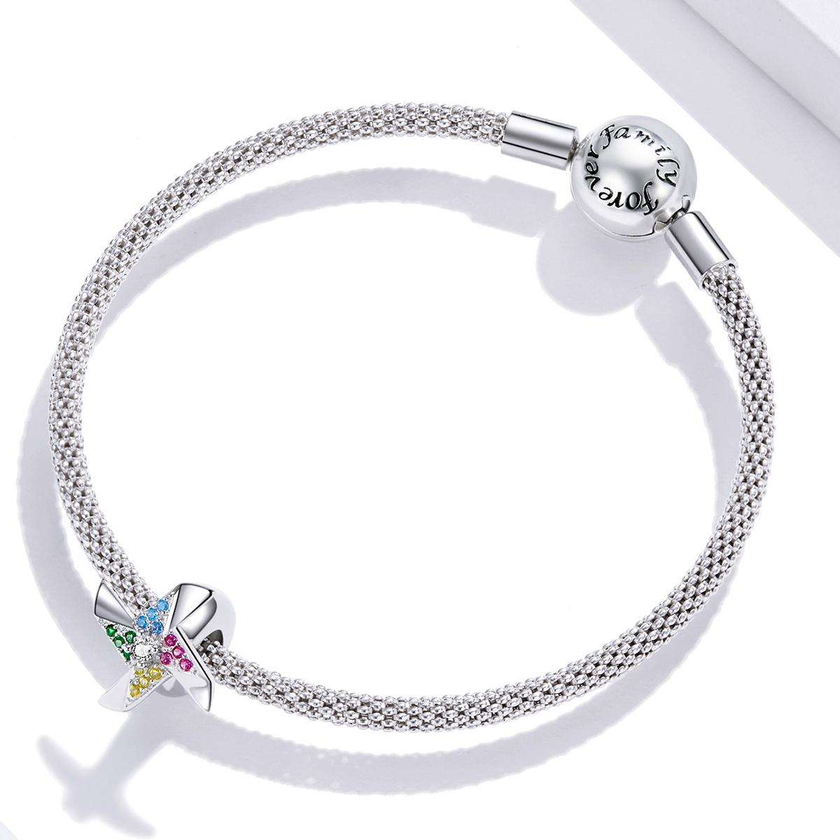 925 Sterling Silver Colorful Windmill Beads For Diy Bracelets & Necklaces