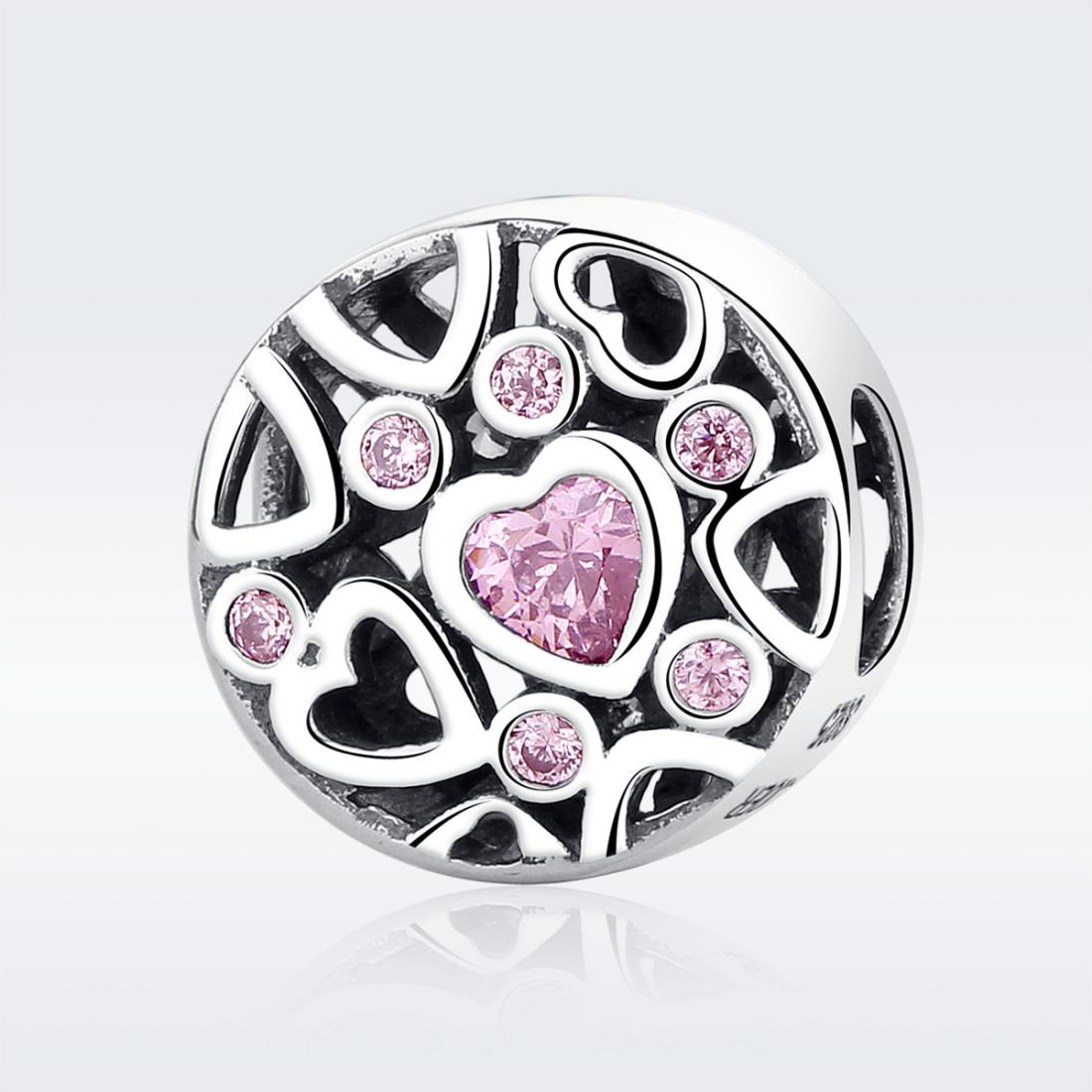 925 Sterling Silver Geometric Heart Shaped Hollow Beads For Diy Jewelry
