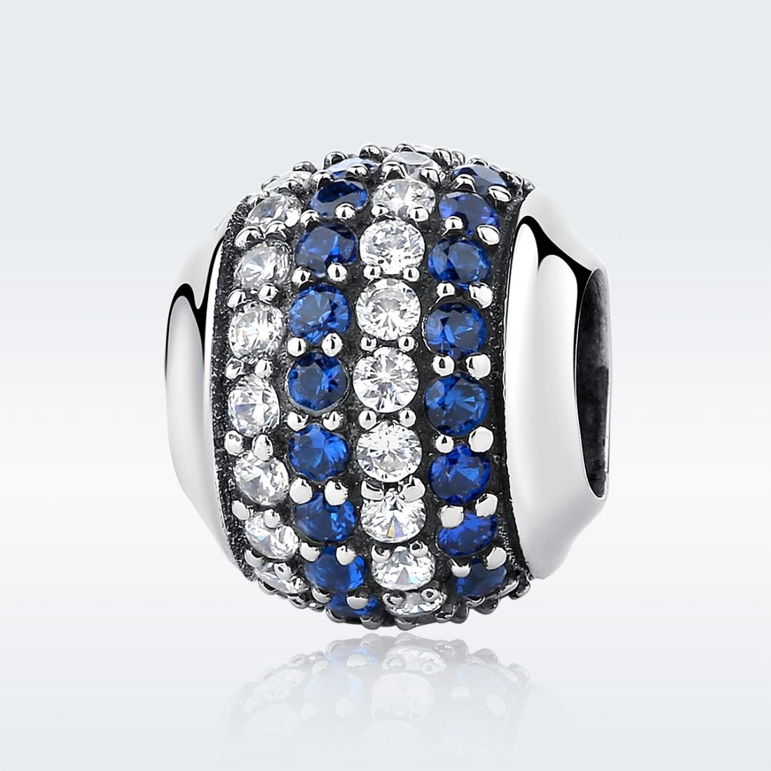 925 Sterling Silver Blue Diamond Beaded Bracelet & Necklace Set