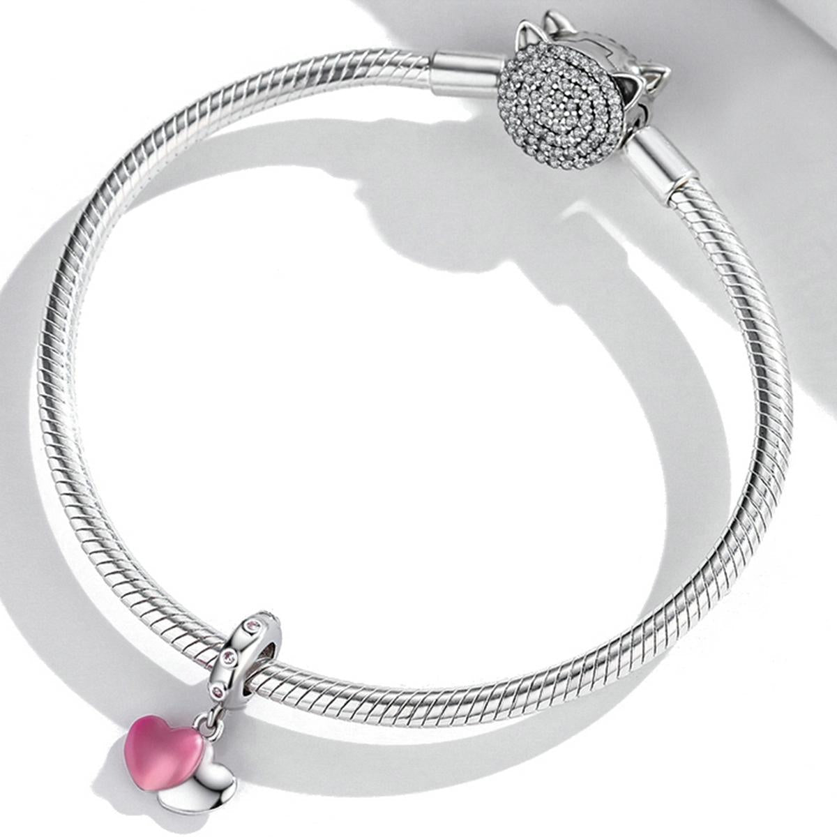 925 Sterling Silver Double Love Pendant For Bracelet Or Necklace