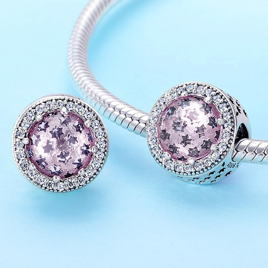925 Sterling Silver Starry Sky Beads For Diy Bracelets & Necklaces
