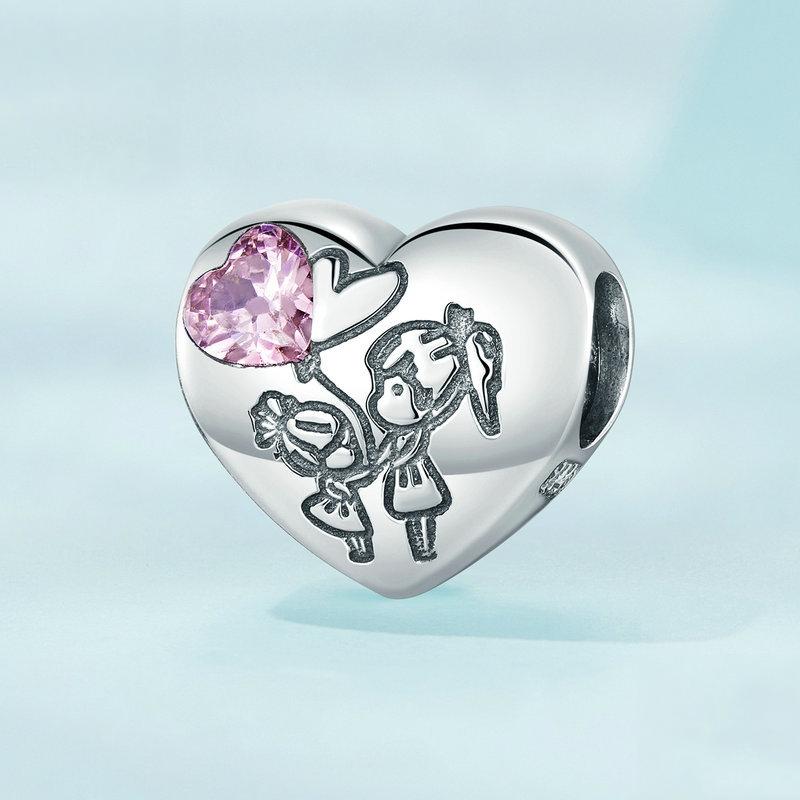 925 Sterling Silver Sisters Love Heart Zircon Bracelet
