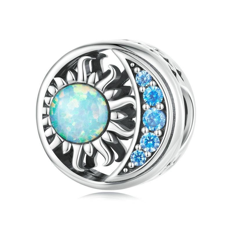 925 Sterling Silver Opal Sun Star & Moon Bracelet