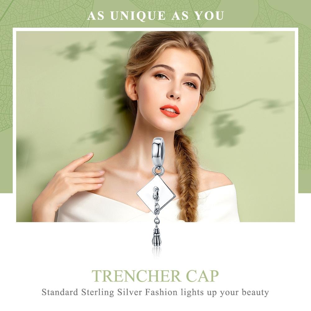 925 Sterling Silver Bachelor Cap Pendant For Bracelet Or Necklace