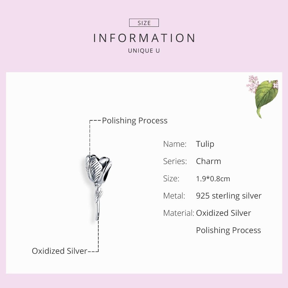925 Sterling Silver Tulip Beads For Diy Bracelets & Necklaces