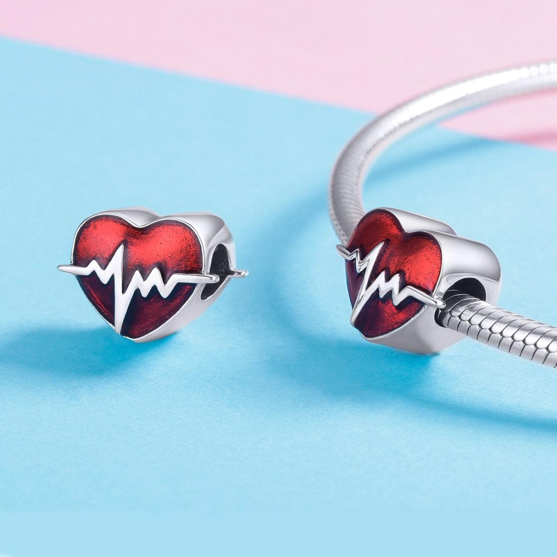 925 Sterling Silver Red Ecg Beaded Love Bracelet