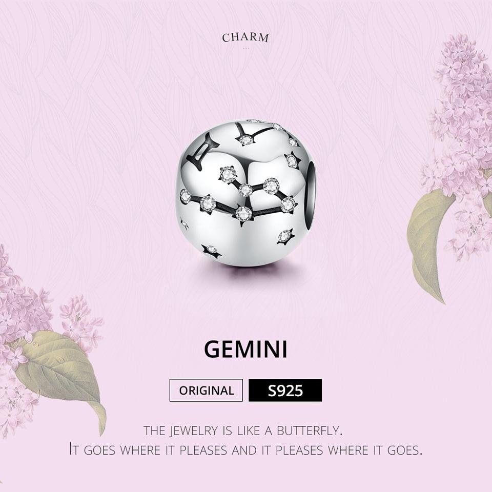 925 Sterling Silver Diy Zodiac Bracelet Beads Gemini Style - Gemini