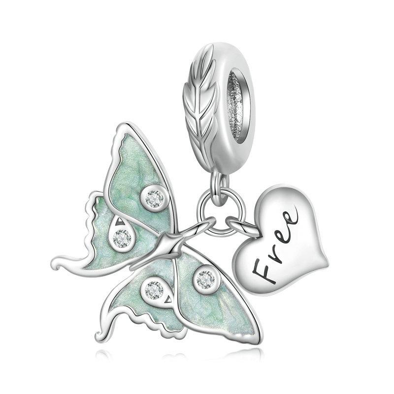 925 Sterling Silver Natural Butterfly Pendant For Diy Bracelet Style - Butterfly