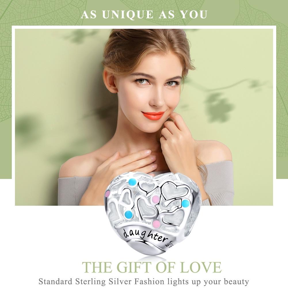 925 Sterling Silver Love Heart Beaded Bracelet Charms