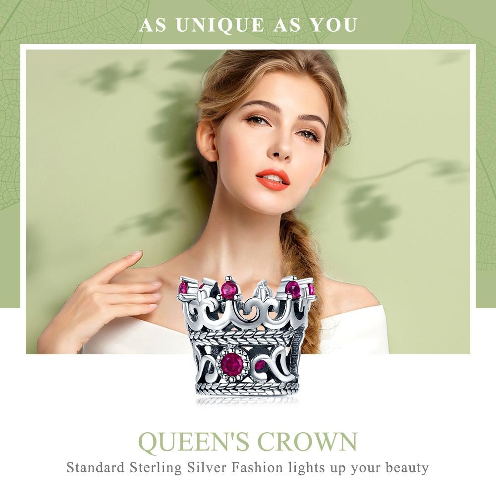 925 Sterling Silver Red Crown Beads For Diy Bracelets