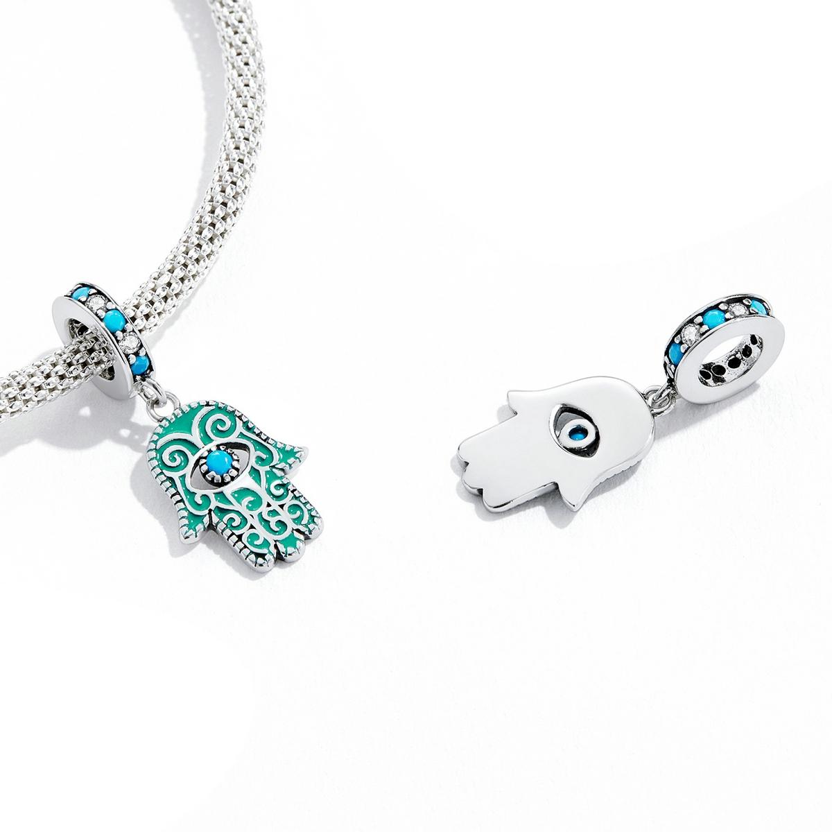 925 Sterling Silver Hand Of Fatima Pendant For Diy Bracelets & Necklaces