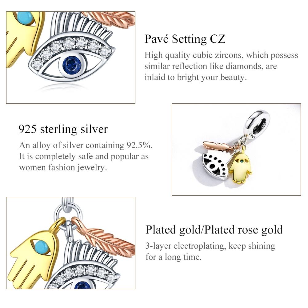 925 Sterling Silver Feather Pendant For Diy Bracelets & Necklaces