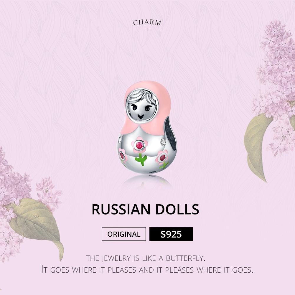 925 Sterling Silver Russian Doll Beaded Bracelet