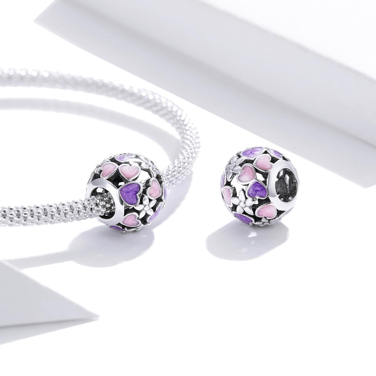 925 Sterling Silver Flower Heart Beads For Diy Bracelets & Necklaces