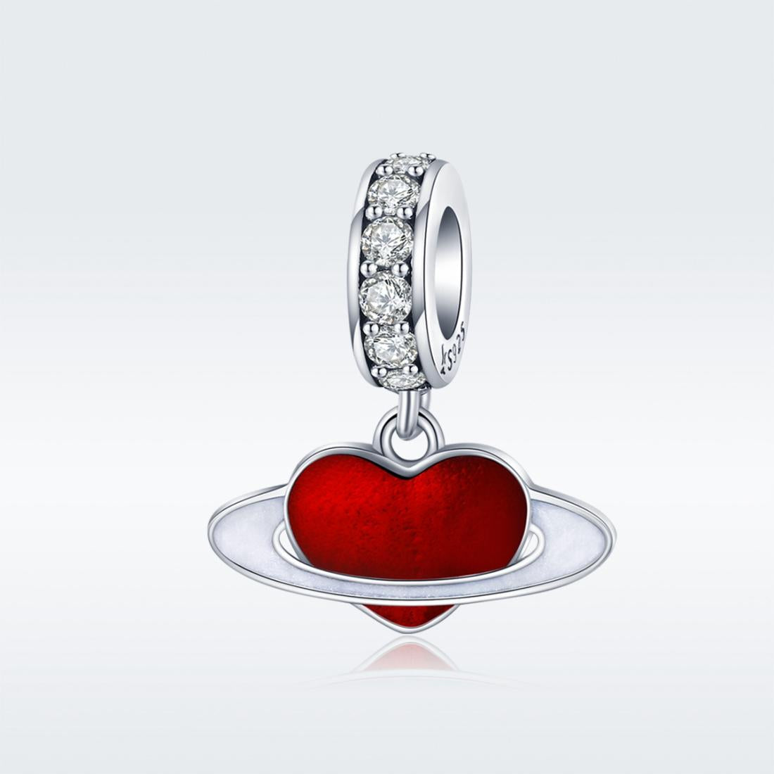 925 Sterling Silver Red Love Planet Pendant For Diy Bracelets