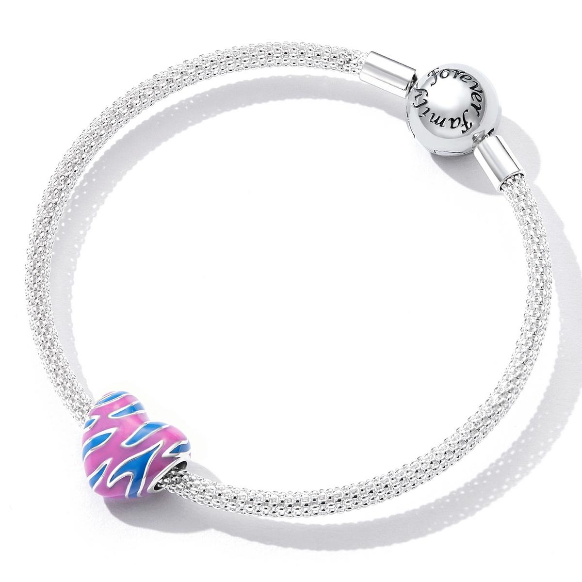 925 Sterling Silver Contrast Heart Beads For Diy Bracelets & Necklaces