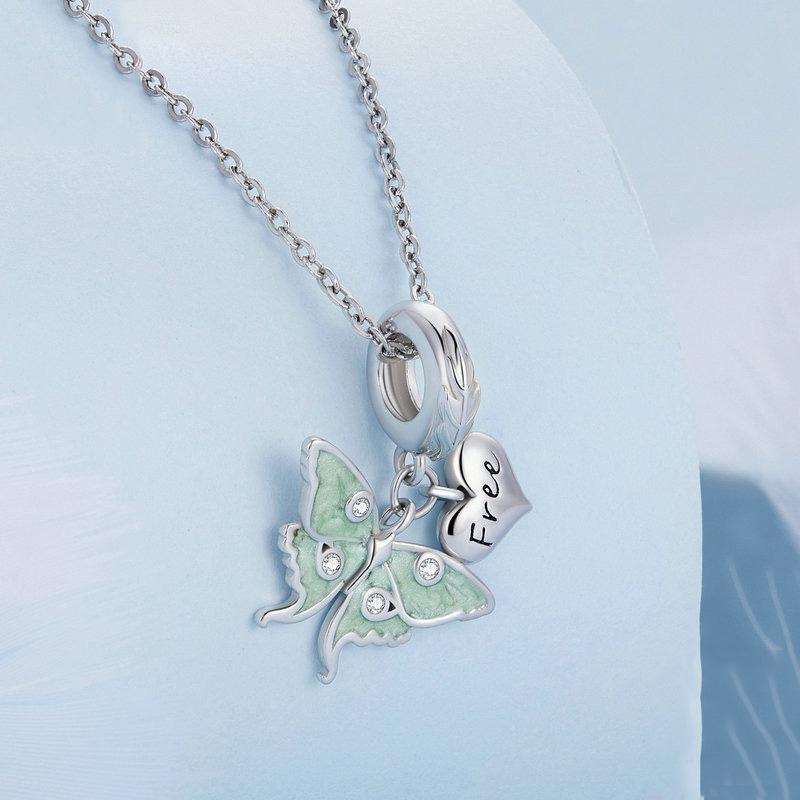 925 Sterling Silver Natural Butterfly Pendant For Diy Bracelets Bsc653 Style - Butterfly