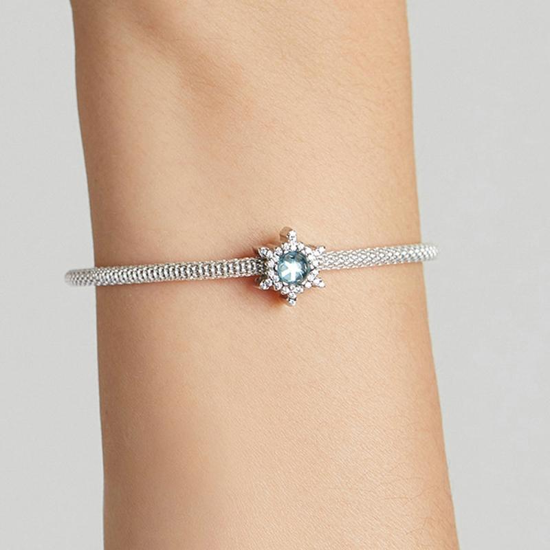 925 Sterling Silver Winter Snowflake Diy Bracelet Bead
