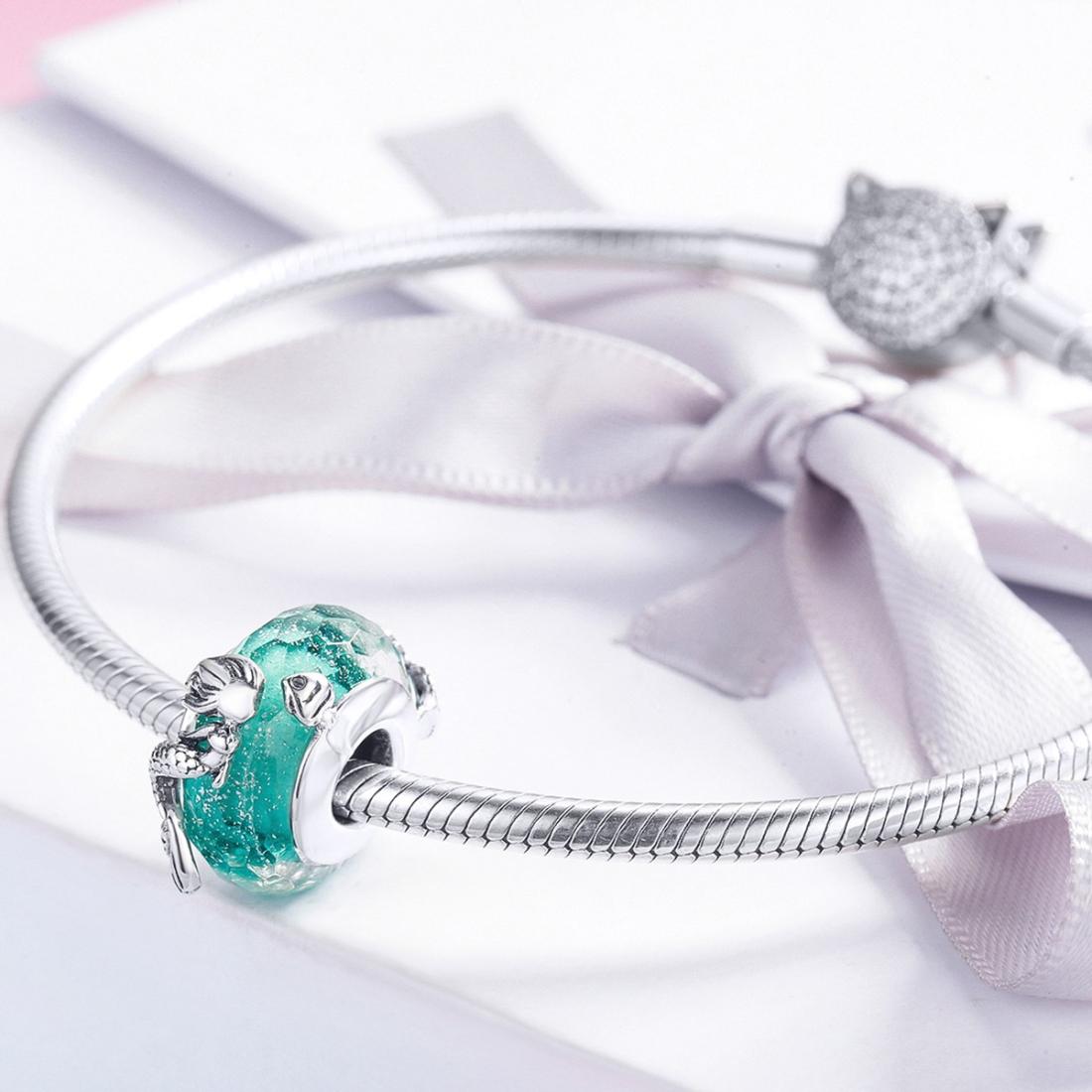 925 Sterling Silver Green Mermaid Glass Bead For Diy Bracelet