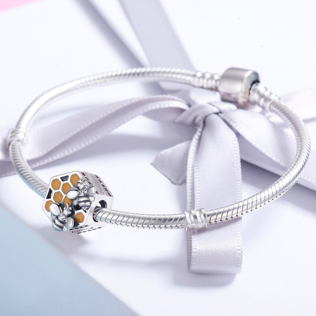 925 Sterling Silver Personalized Bee Hive Bracelet Charm