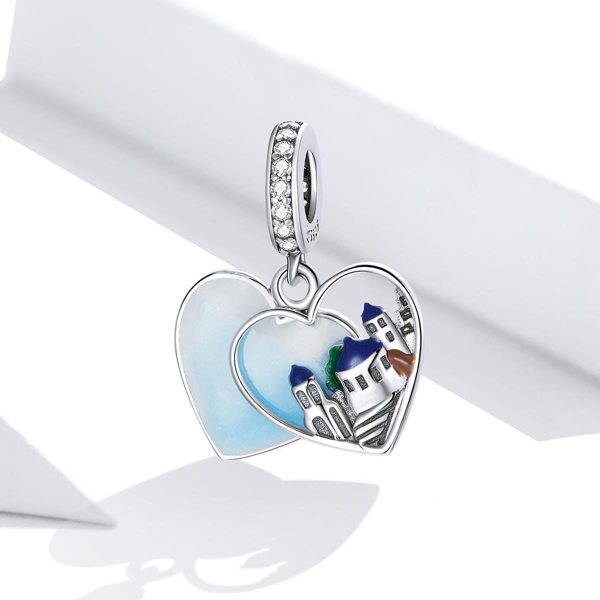 925 Sterling Silver Charming Scenery Heart Pendant For Diy Bracelet Or Necklace