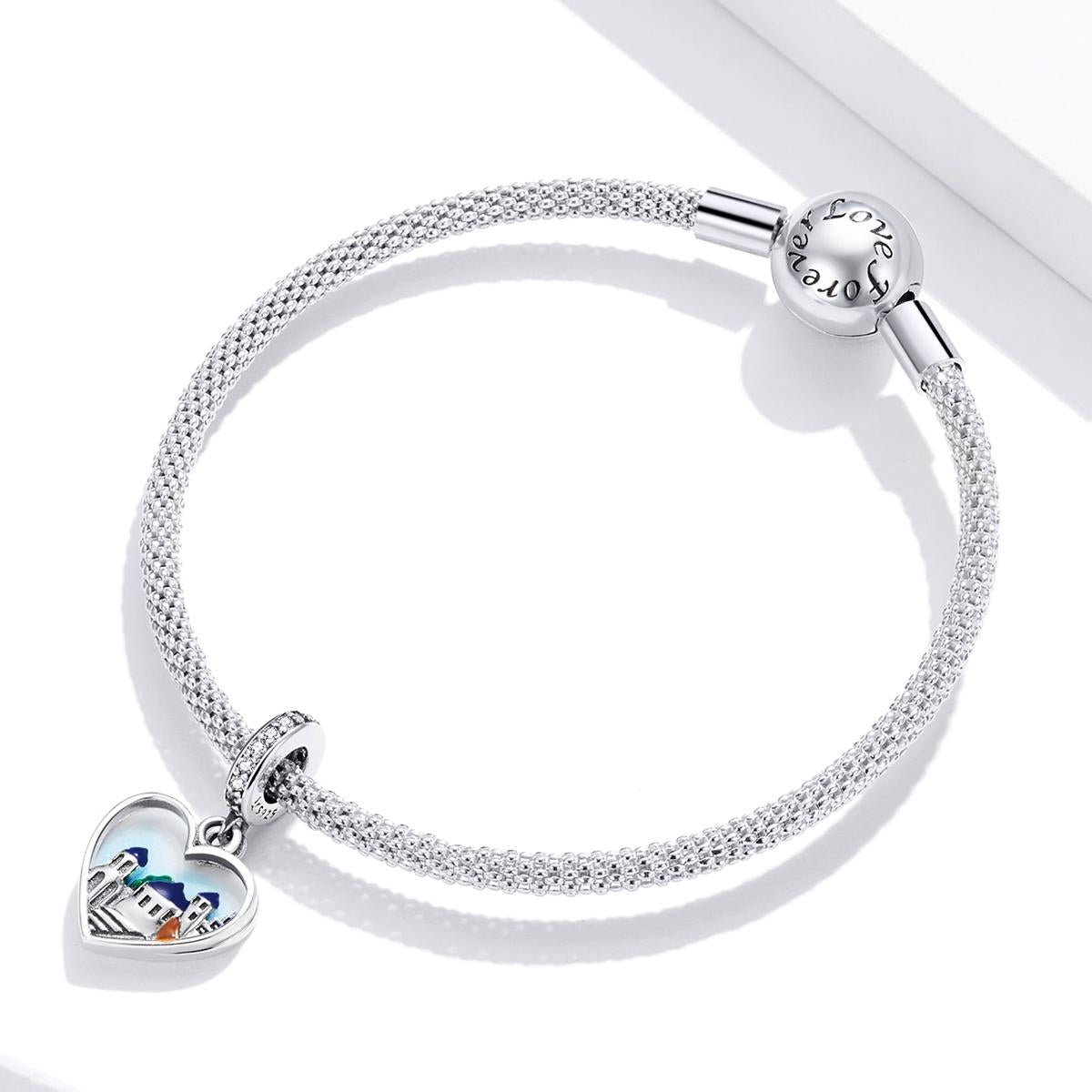 925 Sterling Silver Charming Scenery Heart Pendant For Diy Bracelet Or Necklace