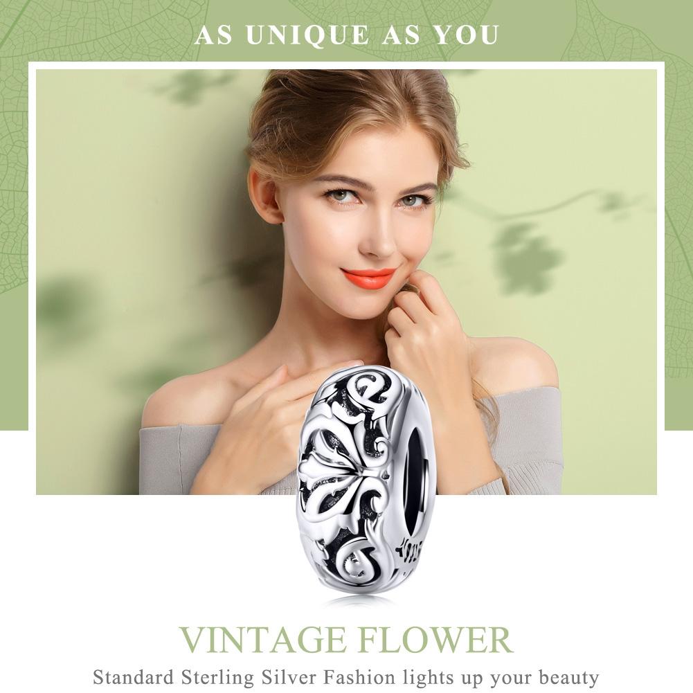 925 Sterling Silver Flower Beads Bracelet Hollow Pattern
