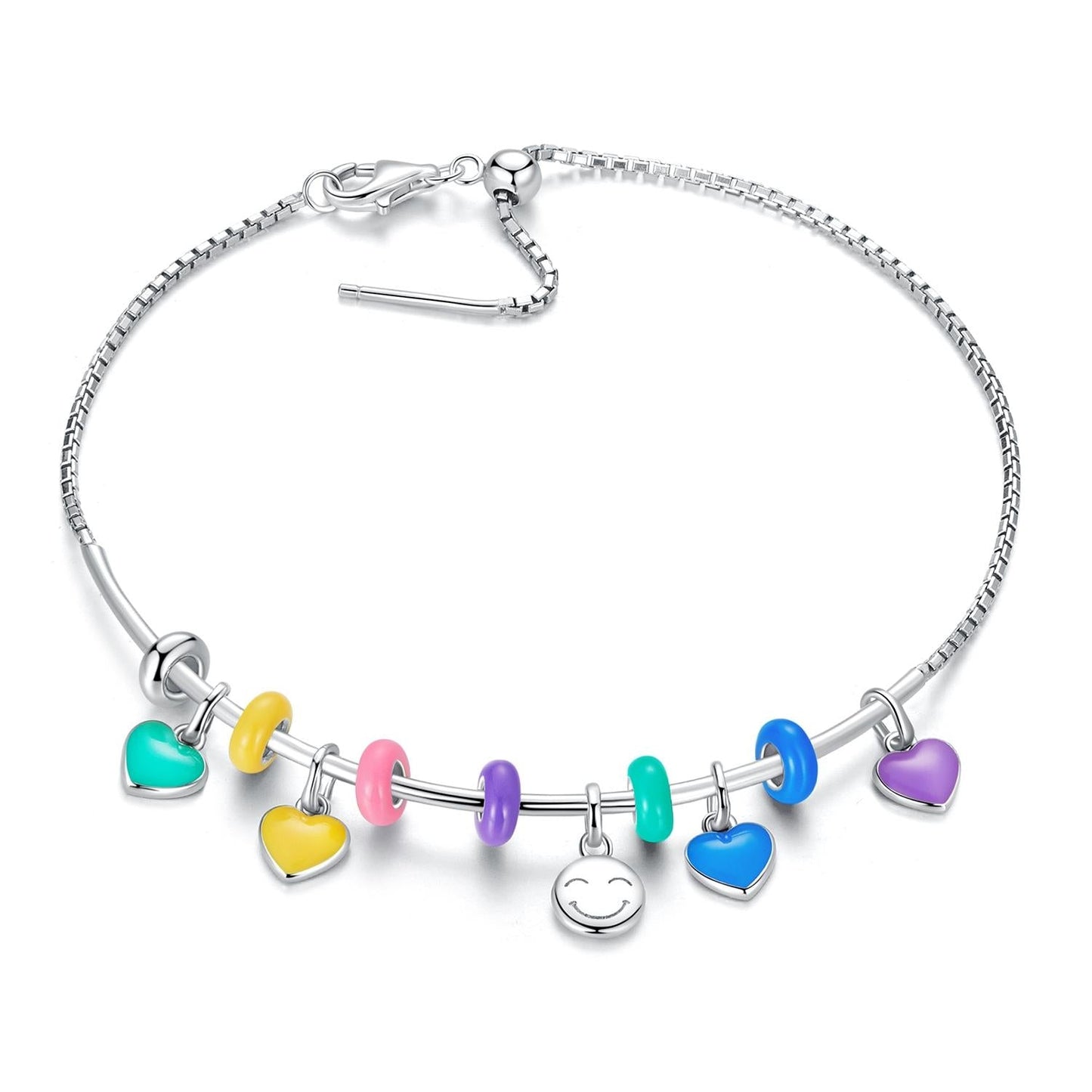 925 Sterling Silver Heart Pendant For Diy Bracelets & Necklaces - Blue