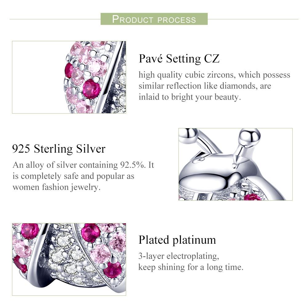 925 Sterling Silver Zircon Ladybug Bracelet / Necklace Set - Silver