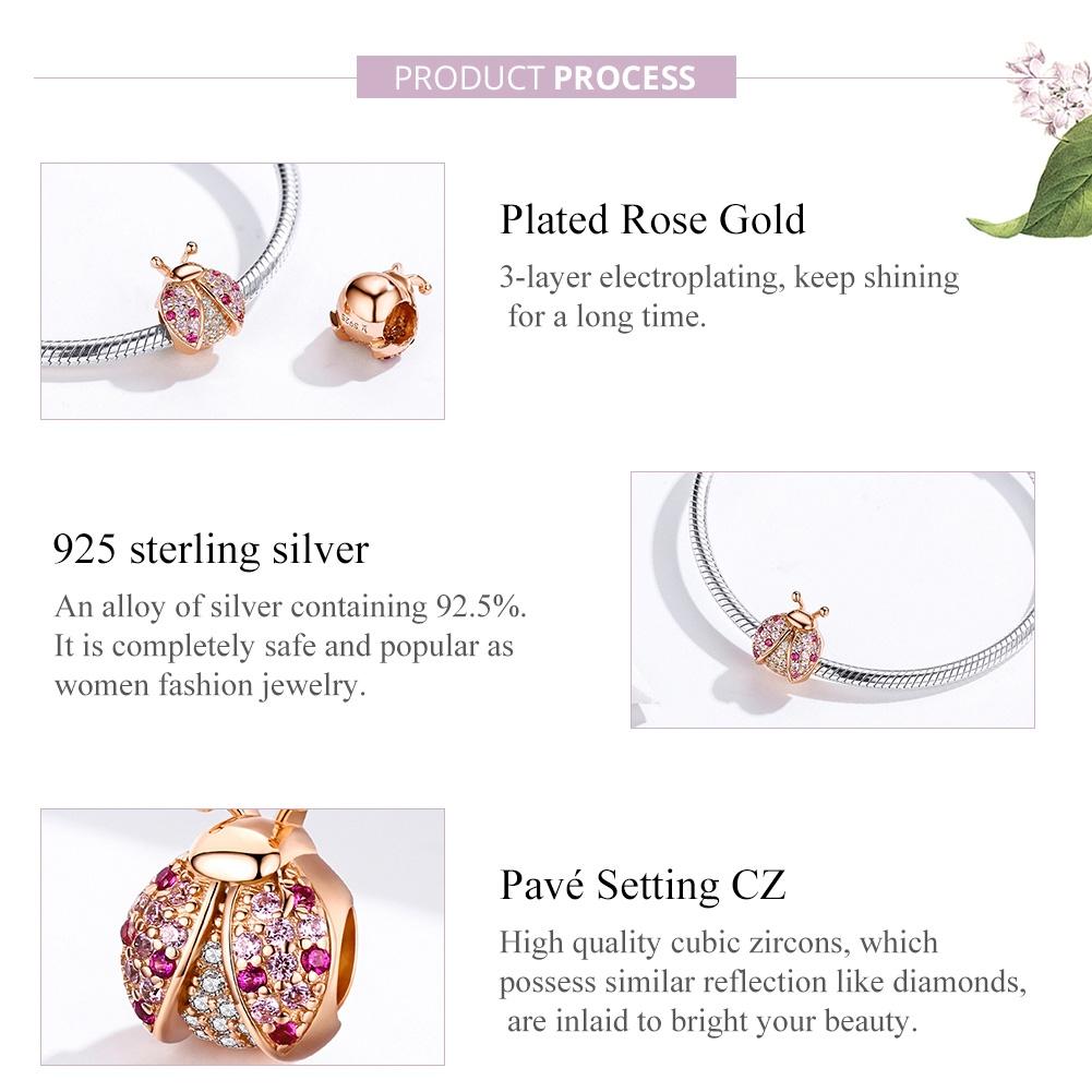 925 Sterling Silver Zircon Ladybug Bracelet / Necklace Set - Silver