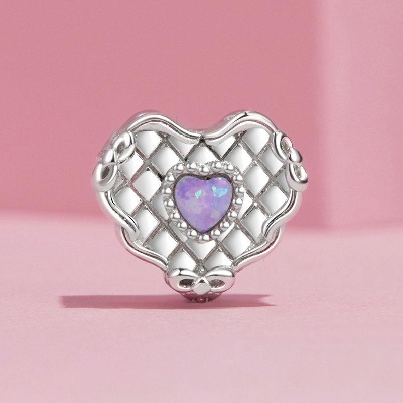 925 Sterling Silver Platinum Plated Heart Shaped Beads Bracelet