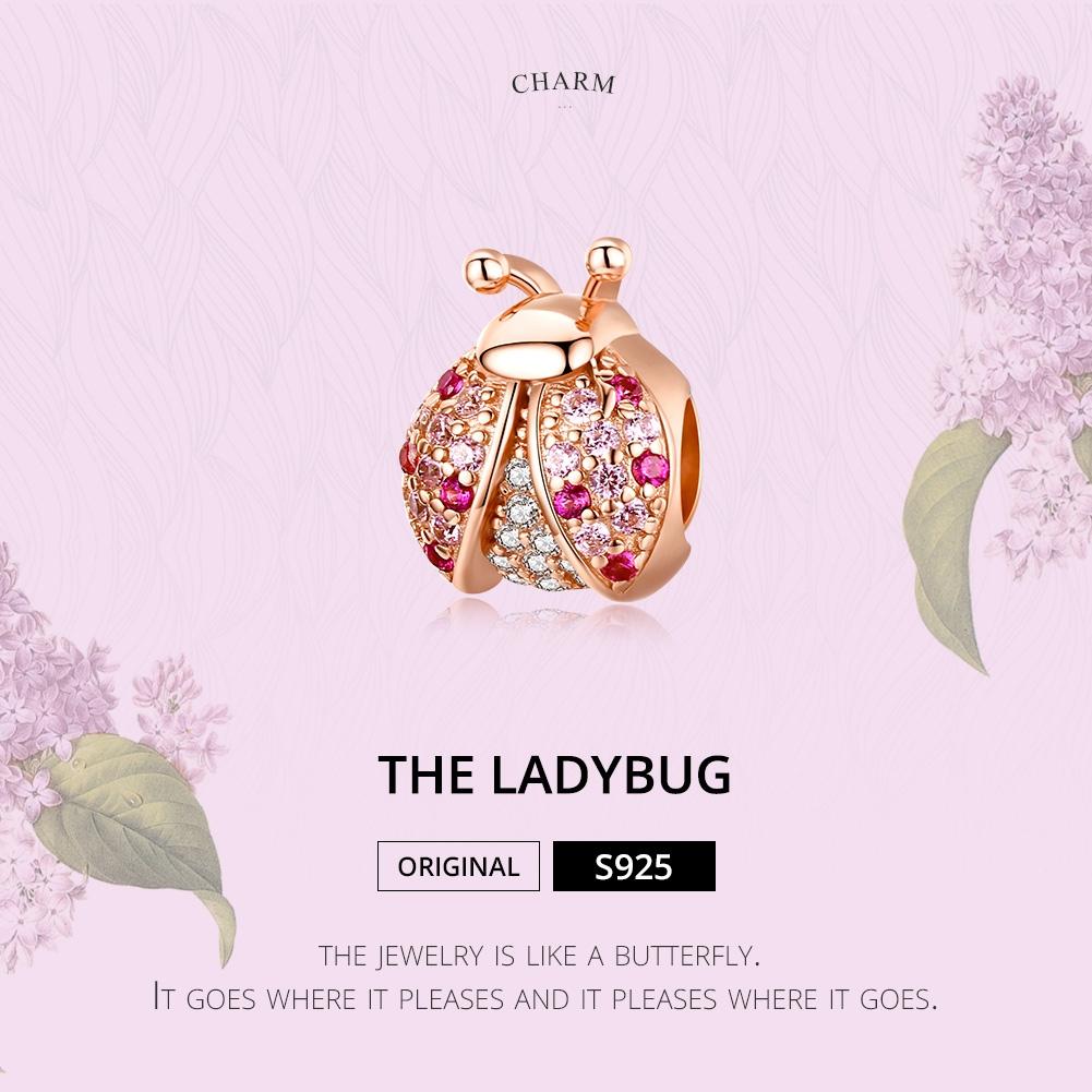925 Sterling Silver Zircon Ladybug Bracelet / Necklace Set - Rose Gold