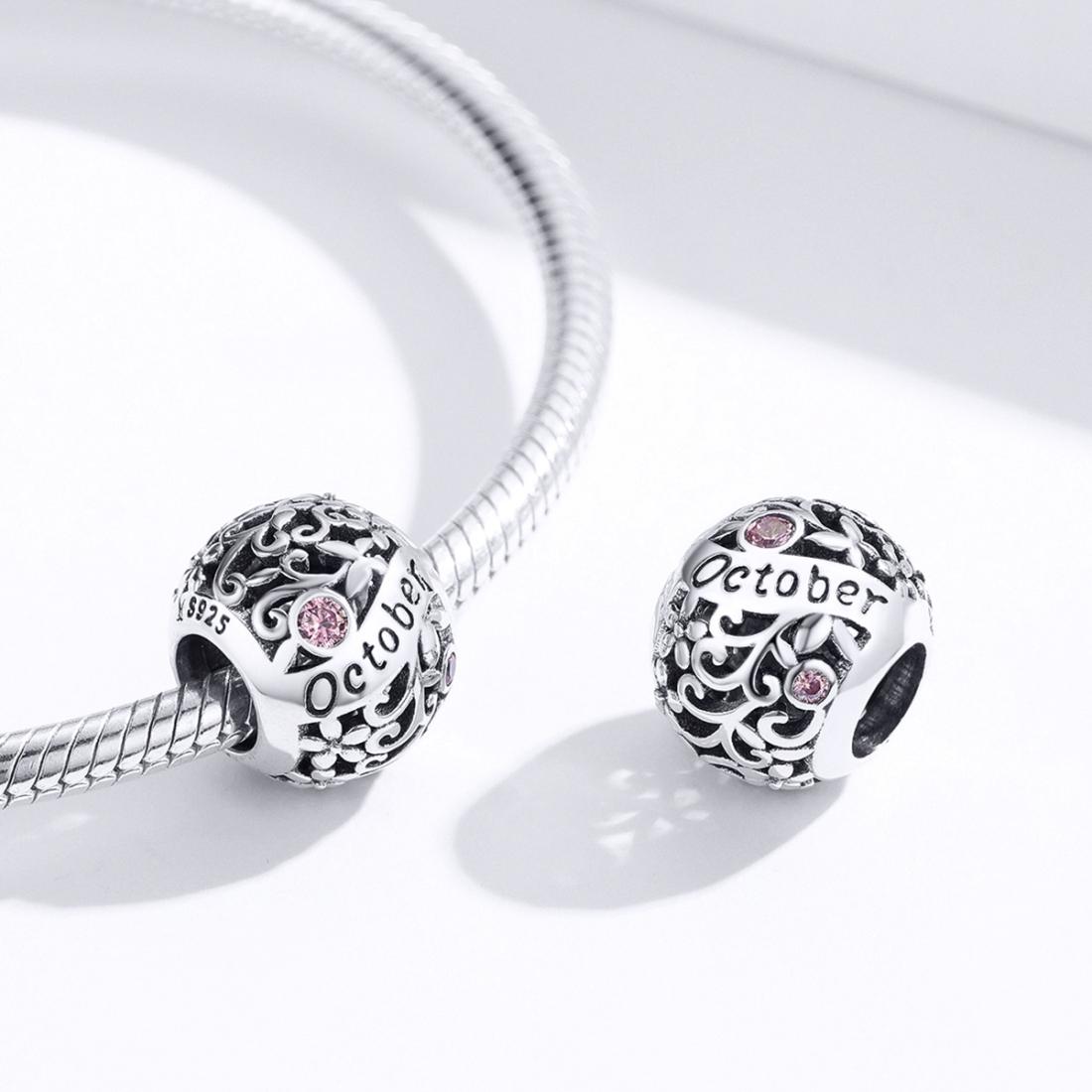 925 Sterling Silver Diy Birthstone Bracelet & Necklace Set October Style - October
