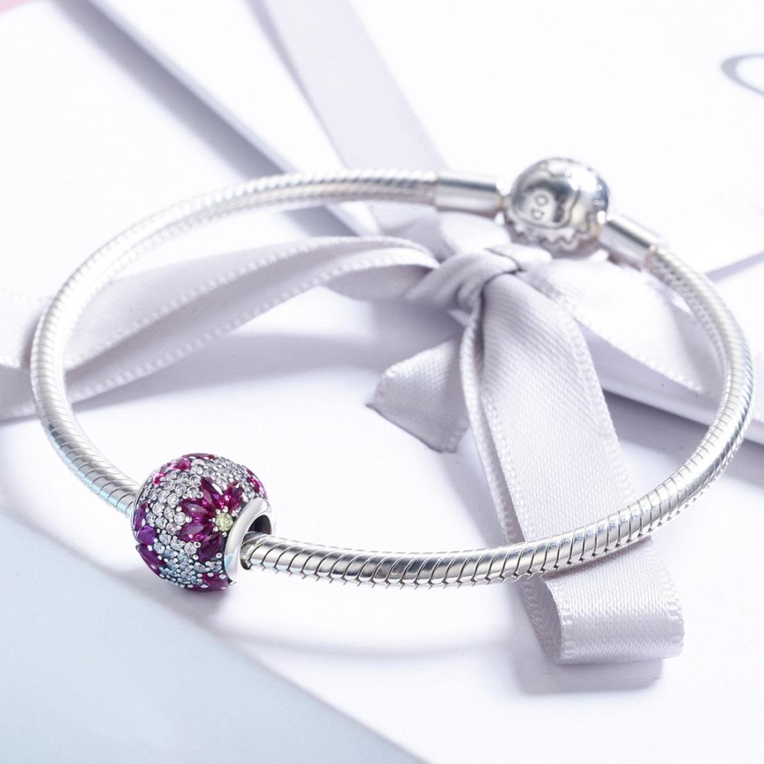 925 Sterling Silver Diy Beaded Spring Bracelet With Pendant