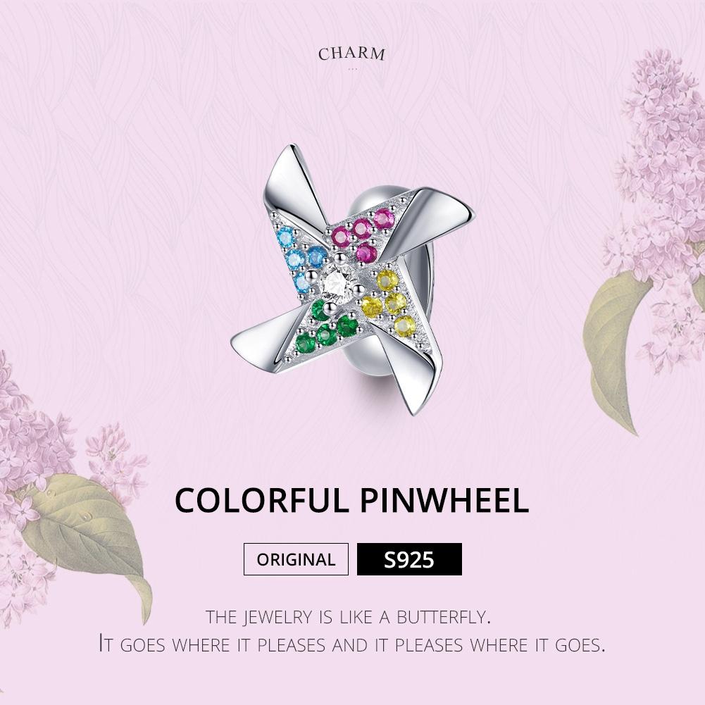 925 Sterling Silver Colorful Windmill Beads For Diy Bracelets & Necklaces
