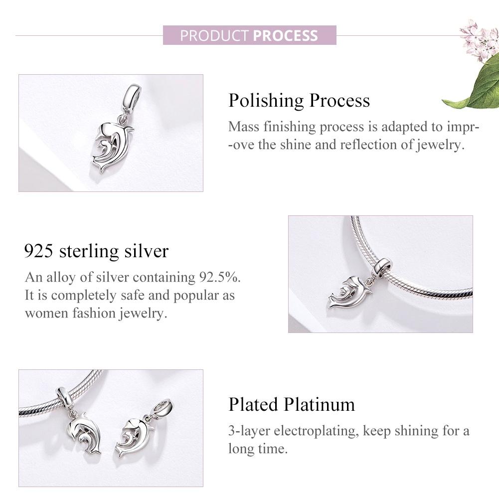 925 Sterling Silver Dolphin Pendant For Bracelet Or Necklace