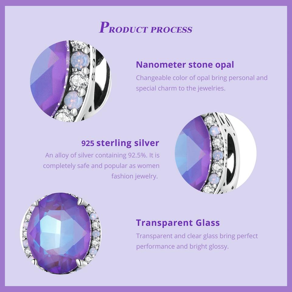 925 Sterling Silver Symphony Purple Moonlight Gemstone Diy Bracelet