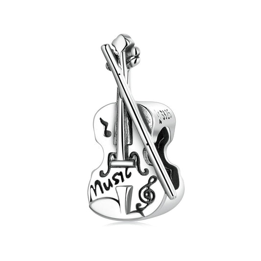 925 Sterling Silver Vintage Violin Beads For Diy Bracelets & Necklaces