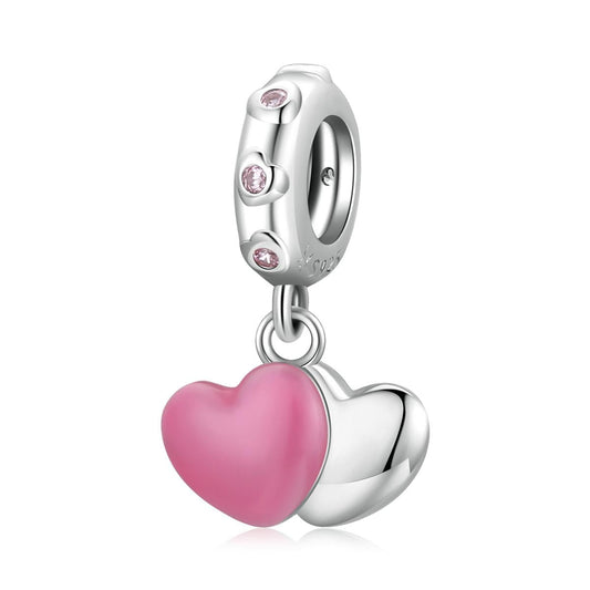 925 Sterling Silver Double Love Pendant For Bracelet Or Necklace