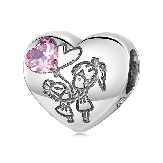 925 Sterling Silver Sisters Love Heart Zircon Bracelet