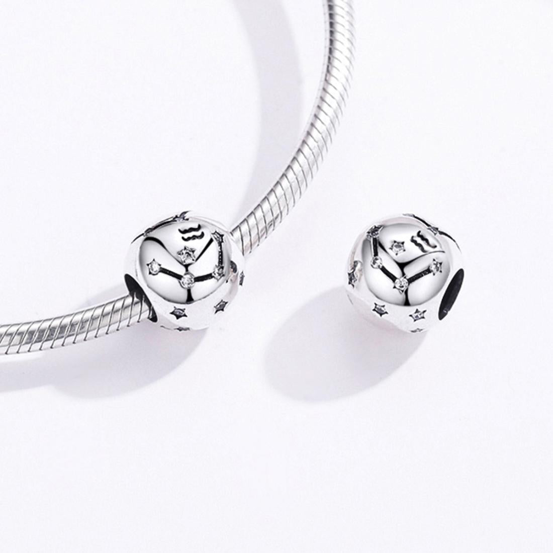 925 Sterling Silver Diy Zodiac Bracelet Beads Constellation Accessories Style - Aquarius