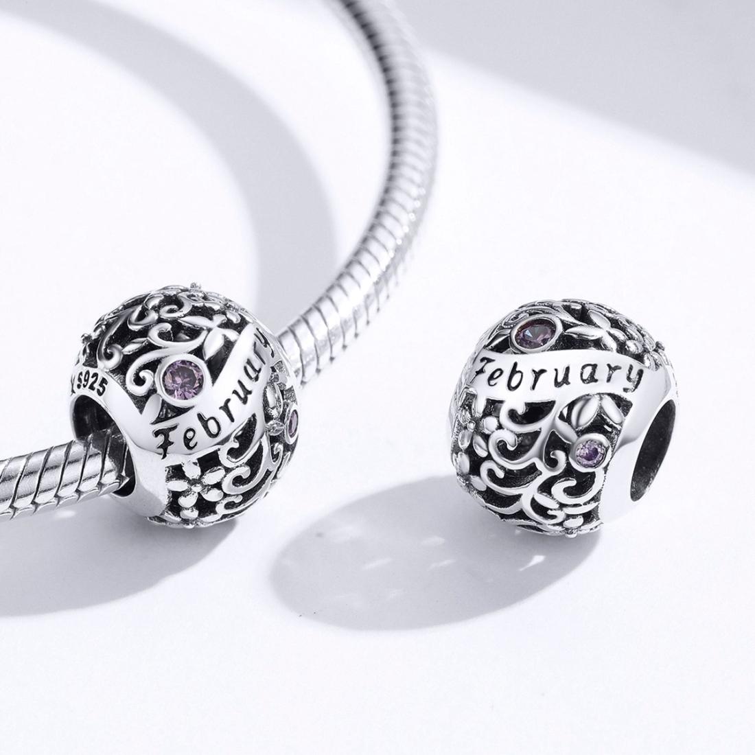 925 Sterling Silver Diy Birthstone Bracelet & Necklace Set February Style - February