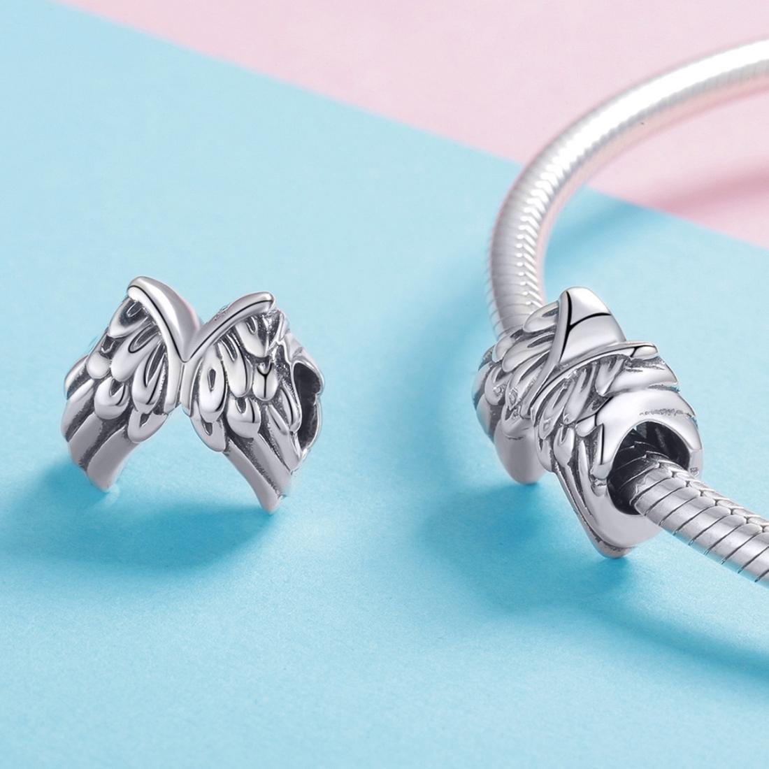 925 Sterling Silver Angel Wing Beads For Diy Bracelet Bead+Chain Style - Bead + Chain