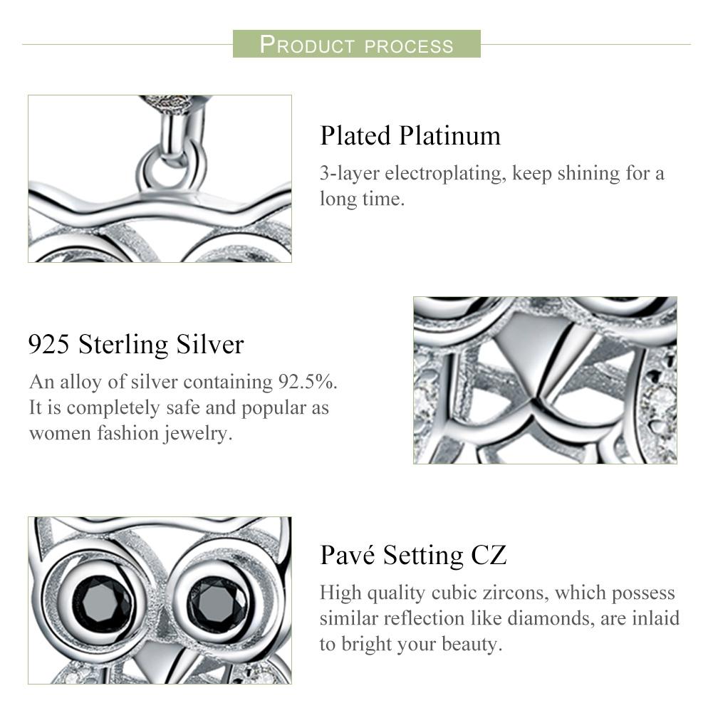 925 Sterling Silver Blue Zircon Owl Pendant For Diy Bracelets Style - Necklace + Pedndant