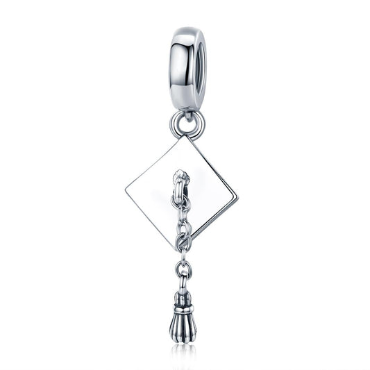 925 Sterling Silver Bachelor Cap Pendant For Bracelet Or Necklace