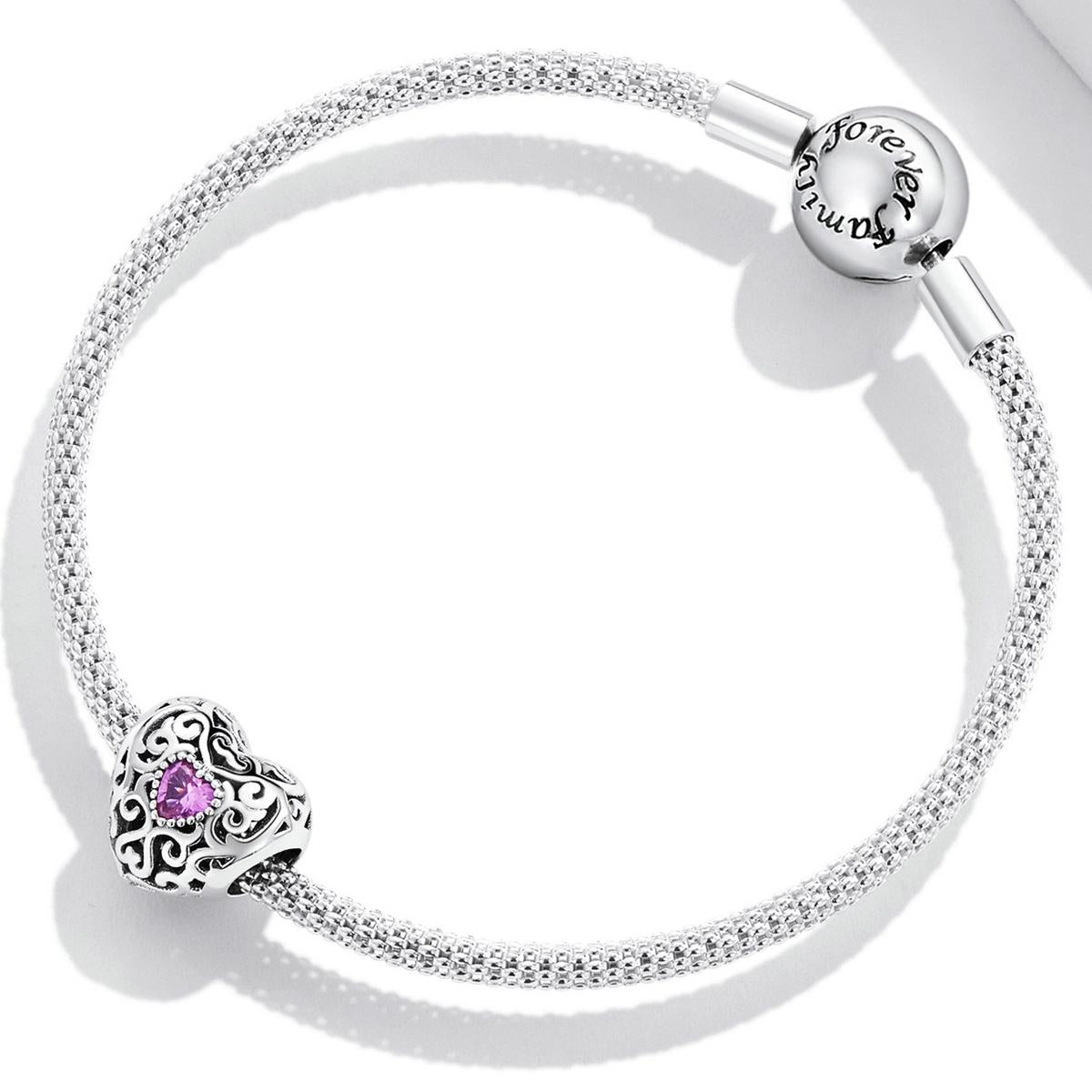 925 Sterling Silver Retro Flower Heart Beads For Diy Bracelets & Necklaces