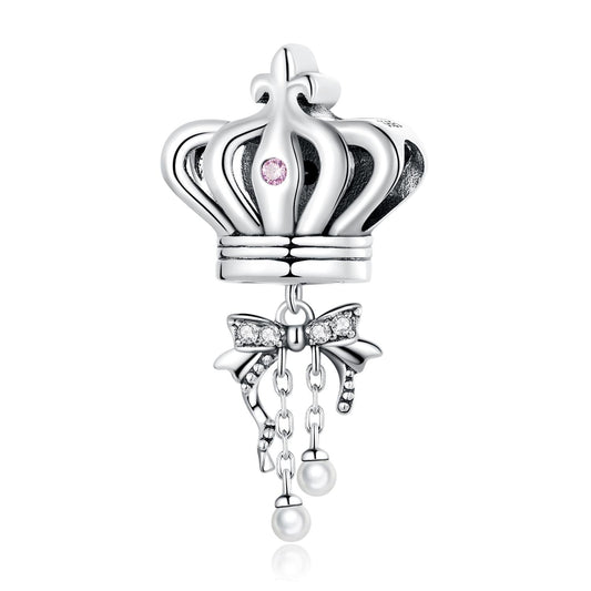 925 Sterling Silver Bow Crown Beads For Diy Bracelets & Necklaces