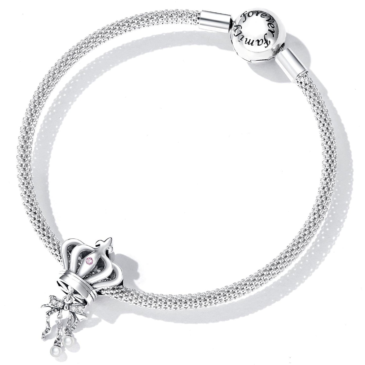 925 Sterling Silver Bow Crown Beads For Diy Bracelets & Necklaces