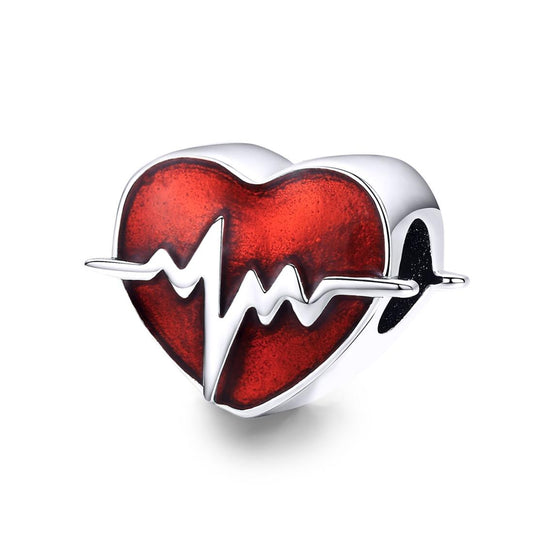 925 Sterling Silver Red Ecg Beaded Love Bracelet